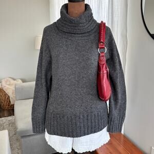 Apt. 9 Gray Wool Blend Turtleneck Sweater Ribbed Detail Women's Petite XL (PXL)